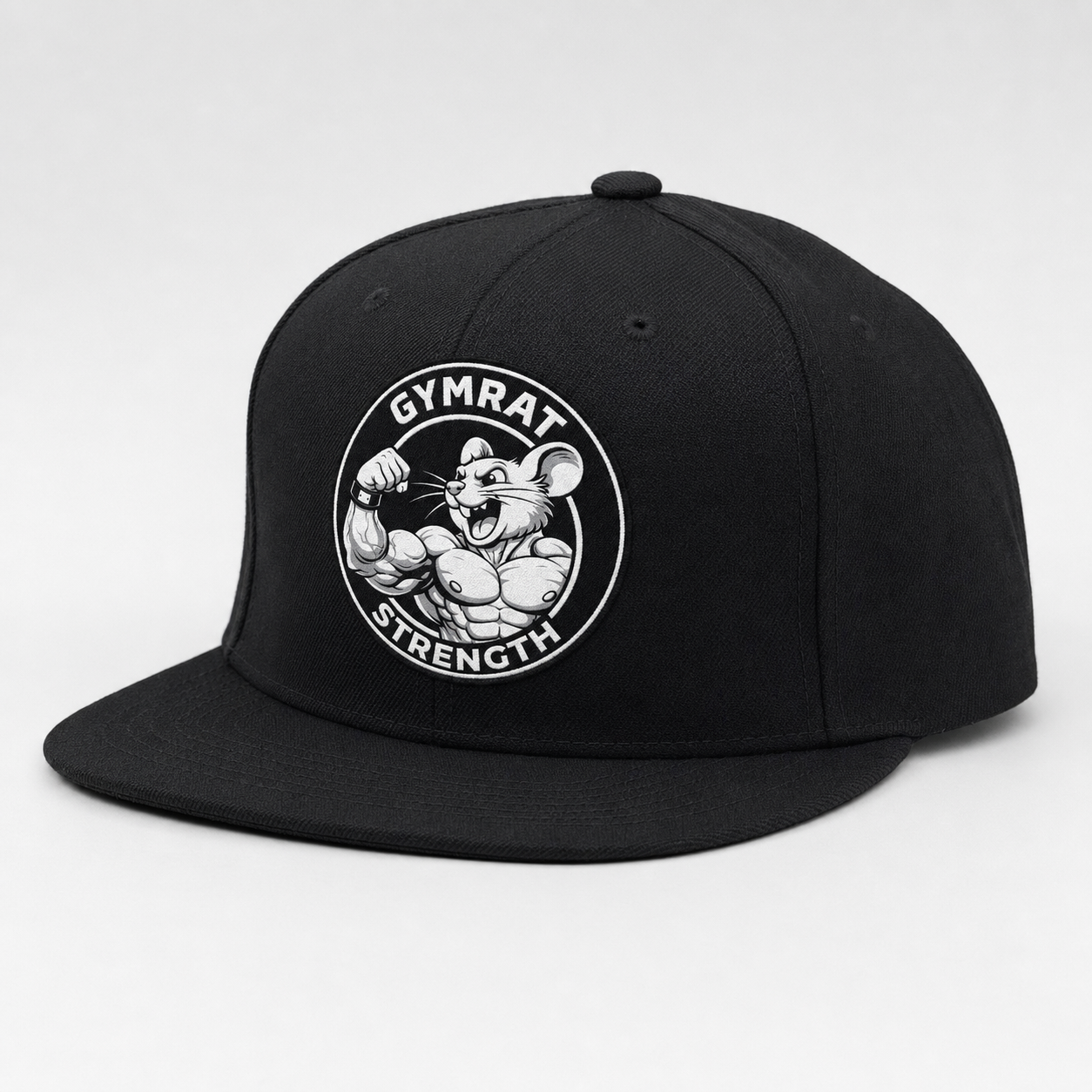 GymRat Strength — Black Flat Bill Snapback Hat